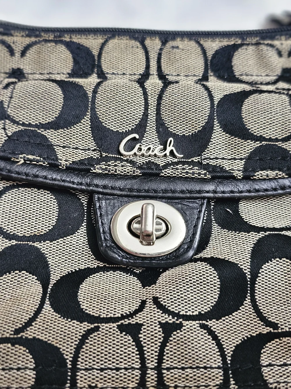 Coach Penelope Signature Canvas Crossbody Bag in Black & Tan